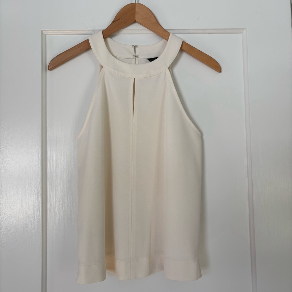 Ann Taylor Cream Keyhole Sleeveless Blouse